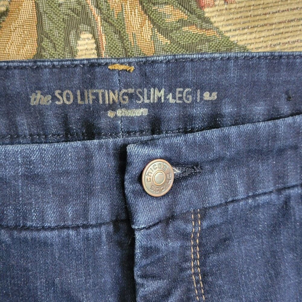 Chicos Jeans 2.5 Womens 14 Blue Dark Wash The So Lifting Slim Leg Stretch Denim - Picture 10 of 12